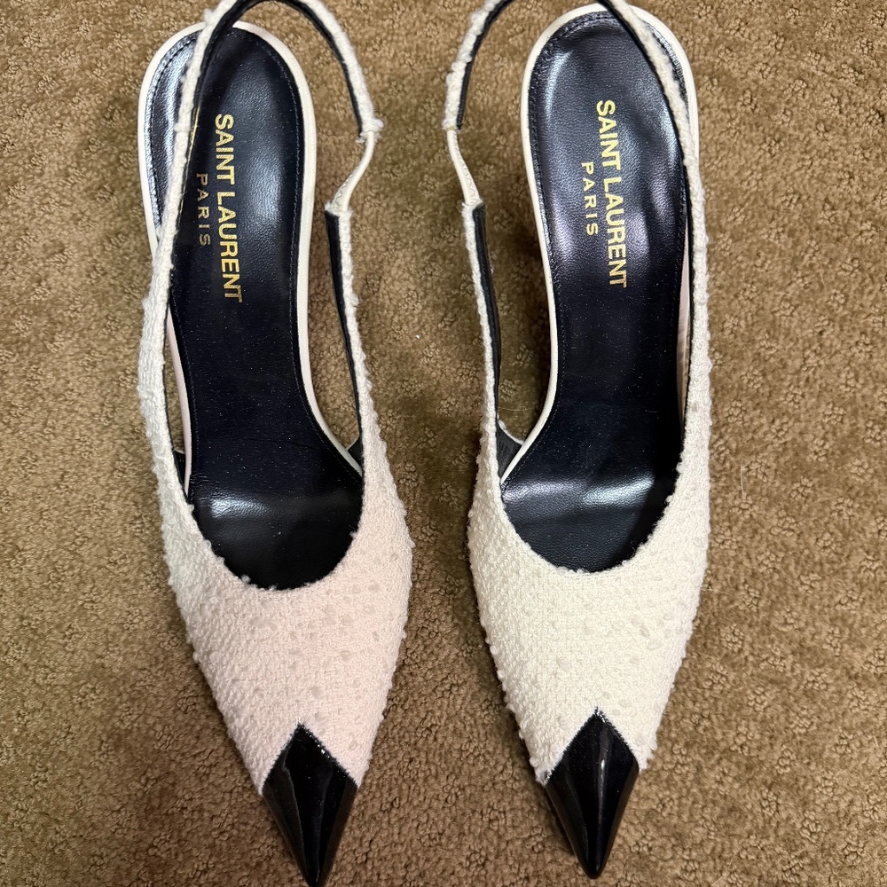 YSL tweed pumps